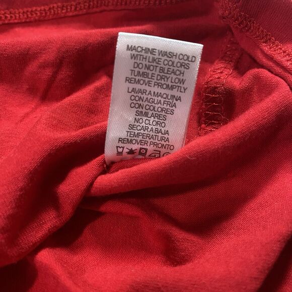 HEART & HIPS T-Shirt Cap Sleeve Graphic Beach Please Fitted Top Womens S Red - Picture 9 of 9